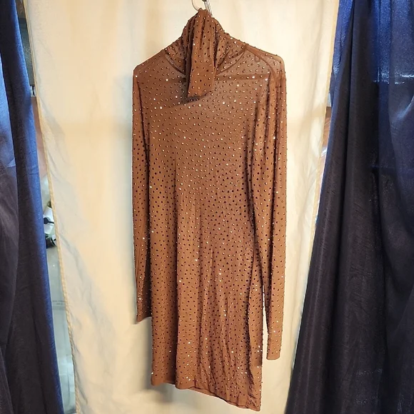 Fashion Nova | Dresses | Fashion Nova Brown Long Sleeve Bodycon Dress Mock  Neck | Poshmark
